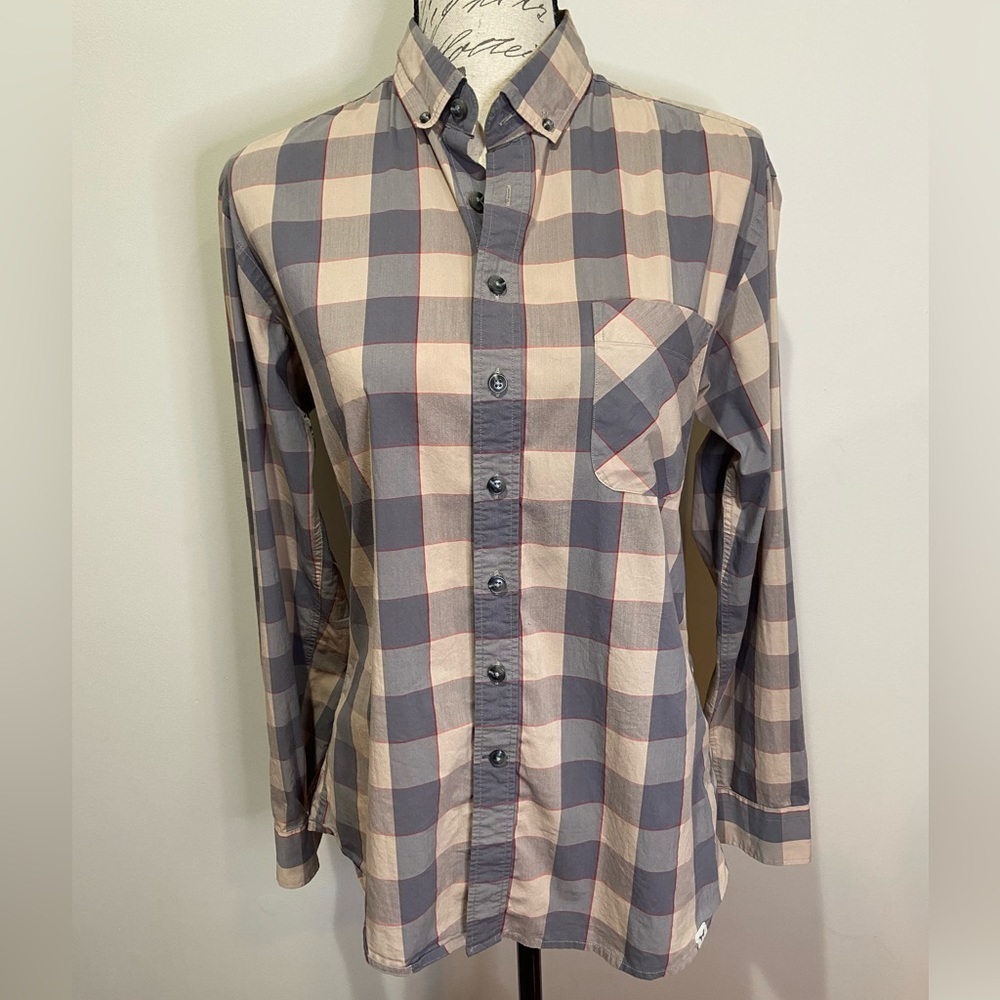 FRANK & OAK Long Sleeve Cotton Plaid Button Down Shirt sz Medium